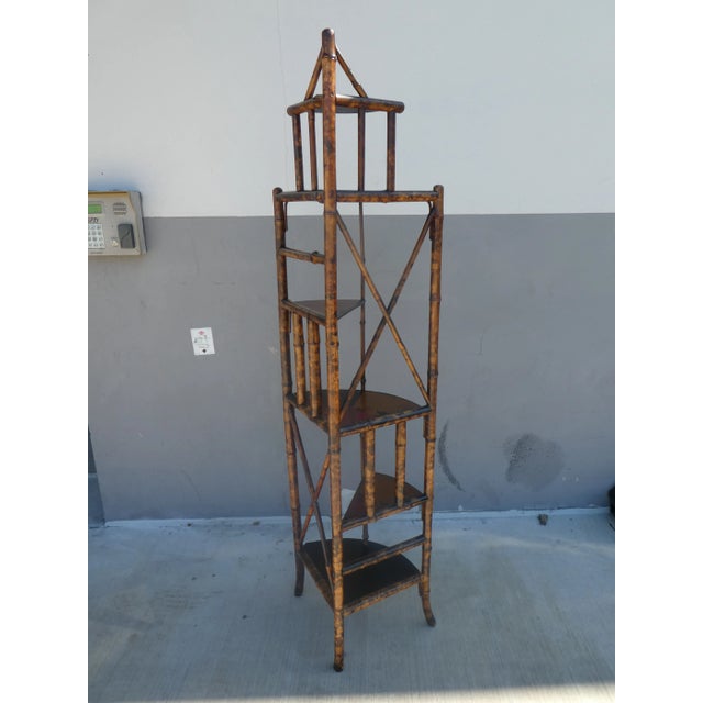 19th Century 19th Century Victorian Bamboo Corner Etagere For Sale - Image 5 of 9