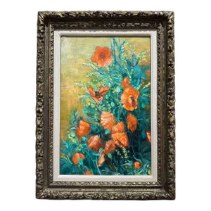 Mid-Century French Still Life Oil Painting in Gilt Frame Signed A. Vignoles