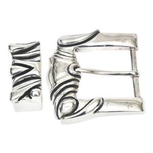 Vintage Vincenza Sterling Silver Italian Belt Buckle Signed - 2 Pieces