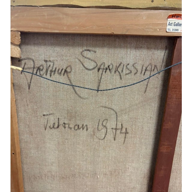 1970s 1974 Arthur Sarkissian Signed Oil Painting Tehran Armenian Landscape For Sale - Image 5 of 5