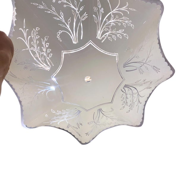 Glass 1950’s Ruffled Glass Semi Flush Shade For Sale - Image 7 of 9