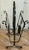 French Country Early Wrought Iron Magazine Rack With a Heart Shaped Design and Painted Floral Medallion For Sale - Image 3 of 5