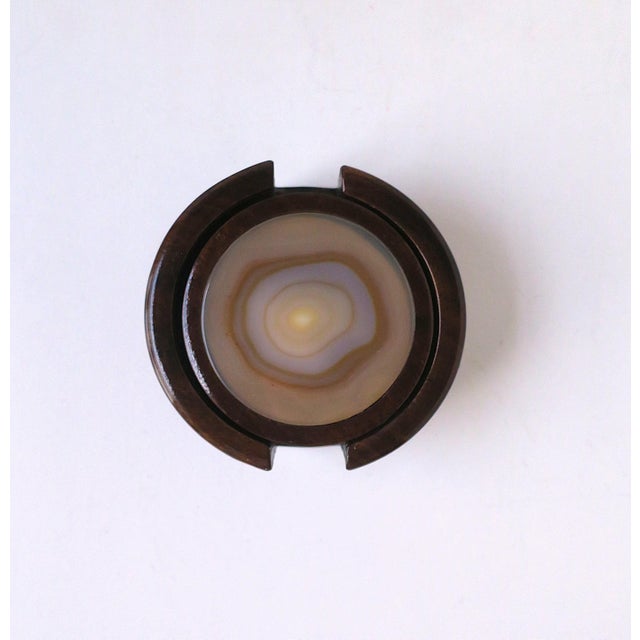 A set of Brazilian neutral agate stone wine, champagne or cocktail coaster set, Postmodern design, circa late 20th...