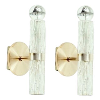 Mid-Century Modern Glass Wall Lamps from Kaiser Leuchten, Germany, 1960s, Set of 2 For Sale