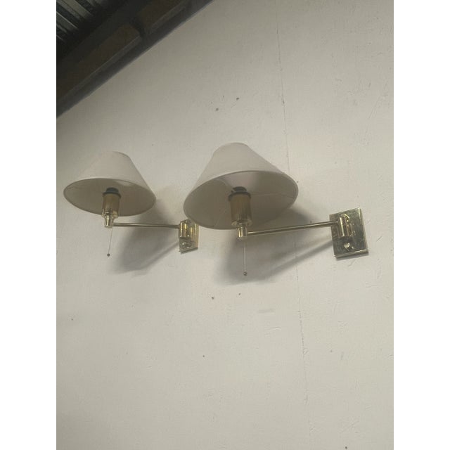 Beige Vintage Brass Wall Lamps, 1970s, Set of 2 For Sale - Image 8 of 18