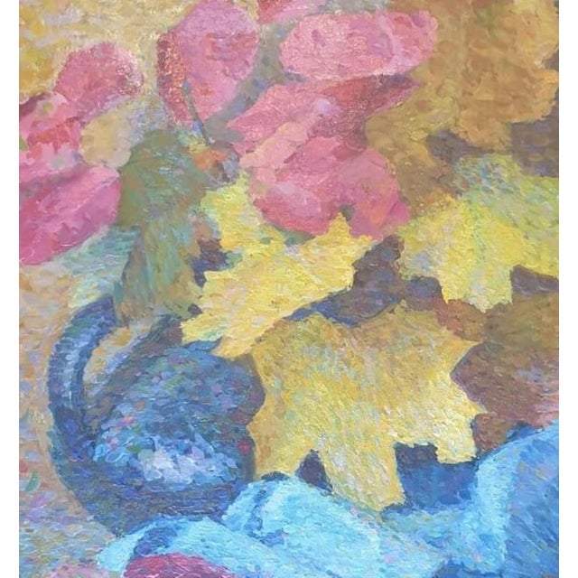 1970s Still-Life With Flowers Oil Painting Original Soviet Art Ukrainian Artist Moskvitin m.a. 50-47 For Sale - Image 4 of 6
