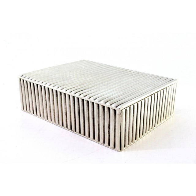 Tobacco Box in Fluted Silver with Wood-Lined Interior For Sale - Image 4 of 10