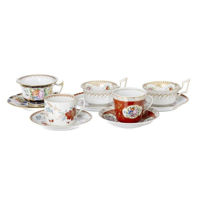 Gold Porcelain Teacups with Saucers from Vista Alegre, Set of 10 For Sale - Image 8 of 8