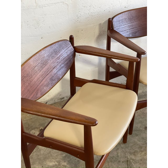Arne Hovmand-Olsen Danish Modern Teak Armchairs With Leather, 1950 For Sale - Image 14 of 14