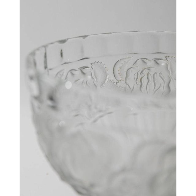 Glass Vintage Footed Bowl in Floral Pressed Glass, 1960s For Sale - Image 7 of 12