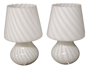 Mushroom Table Lamps in Murano Glass, 1960s, Set of 2