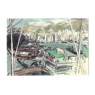 1950s Ivy Attwell Hong Kong Watercolor For Sale