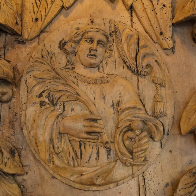 Large Religious Carved Panel, 17th Century, Oak Wood For Sale - Image 6 of 11