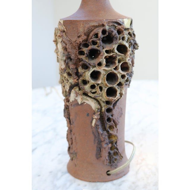 Brutalist Pottery Ceramic Table Lamp by Bodil Marie Nielsen, Denmark, 1960s For Sale - Image 6 of 11