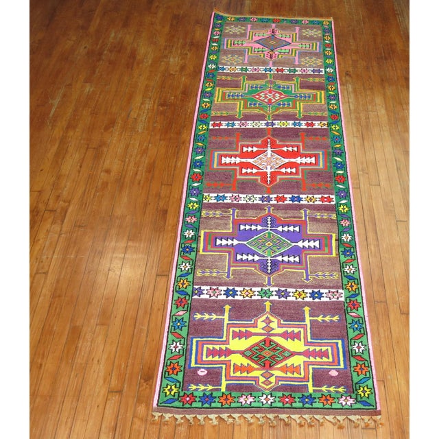 Mid 20th Century Vintage Turkish Anatolian Long Runner - 3' x 11'2" For Sale - Image 5 of 8