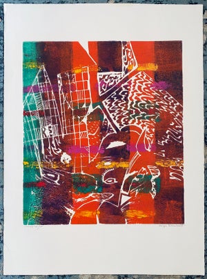 Amaranth Ehrenhalt, Color Embossed Lithograph Print New York Abstract Expressionist Woman Artist