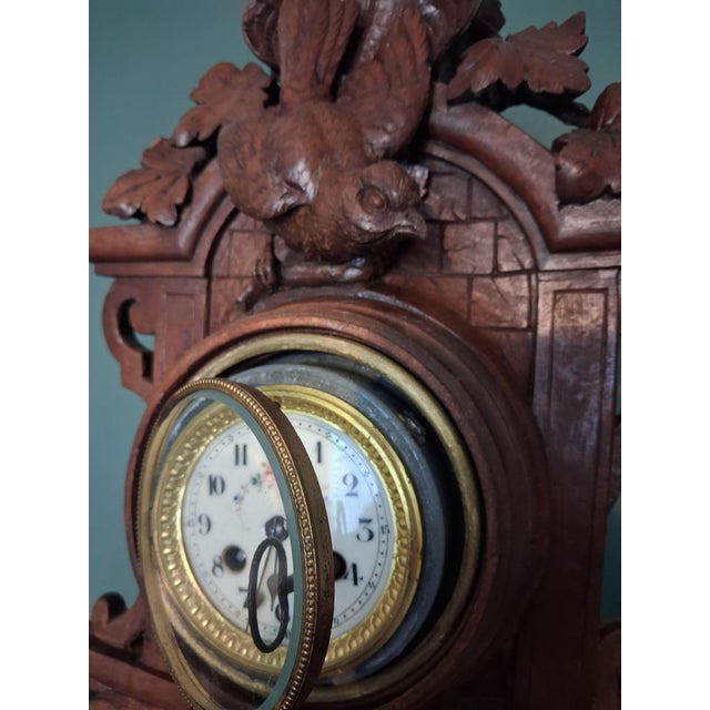1920s Black Forest Clock with Fox & Bird, 1920 For Sale - Image 5 of 14