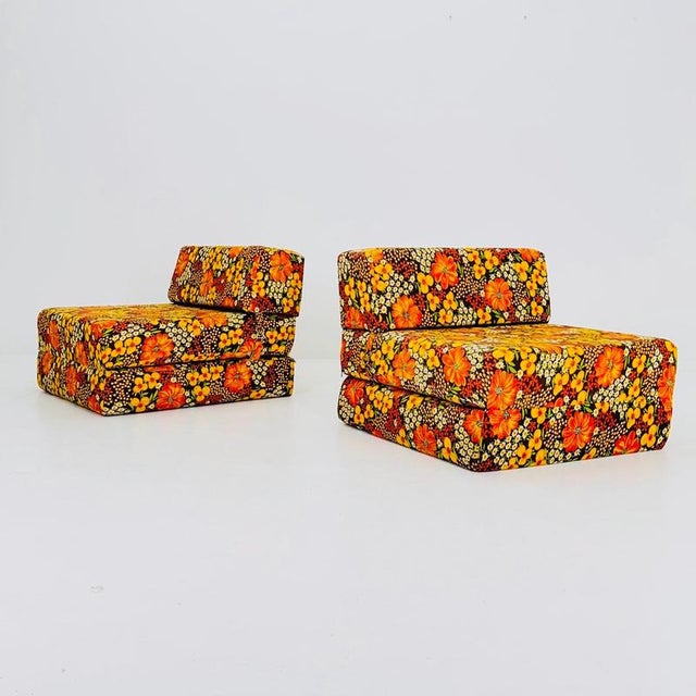 Mid-Century Space Age Lounge Chair with Floral Pattern, Germany, 1980s For Sale - Image 10 of 10