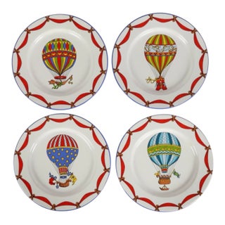 Tiffany & Co. Hot Air Balloon Porcelain Luncheon Plates - Set of 4 For Sale