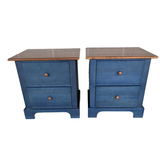 (B) Shermag Furniture Shaker Style 2 Drawer Country Colors Nightstands - A Pair For Sale