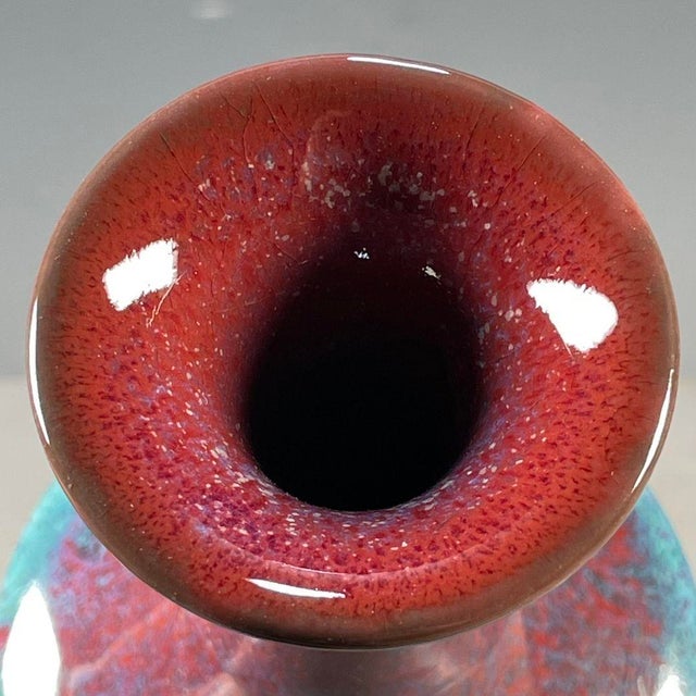 Ceramic Chinese Jun Ware Style Flambe Glaze Porcelain Vase - 5.5" Tall For Sale - Image 7 of 7