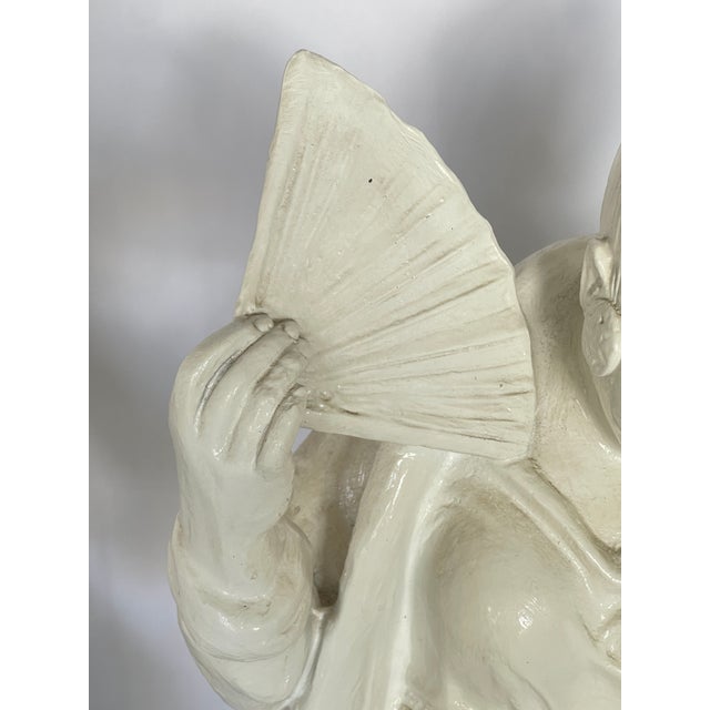 Pair White Chinoiserie Figures, 1960s For Sale - Image 11 of 18