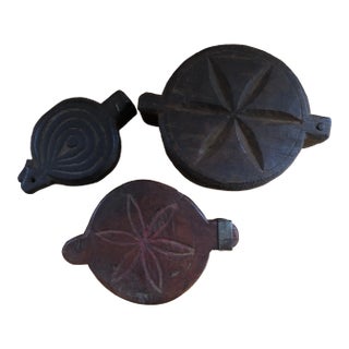 Antique Hand Carved Wooden Trinket Boxes - Set of 3 For Sale