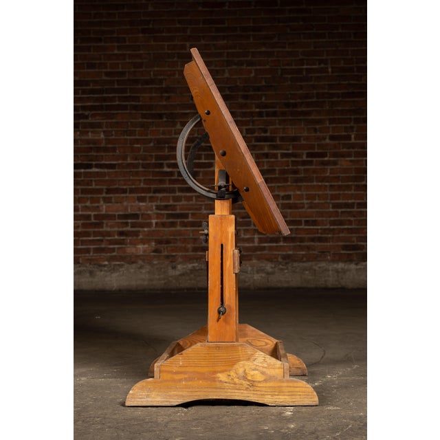 Wood Small Antique Adjustable Wooden Drafting Table For Sale - Image 7 of 13