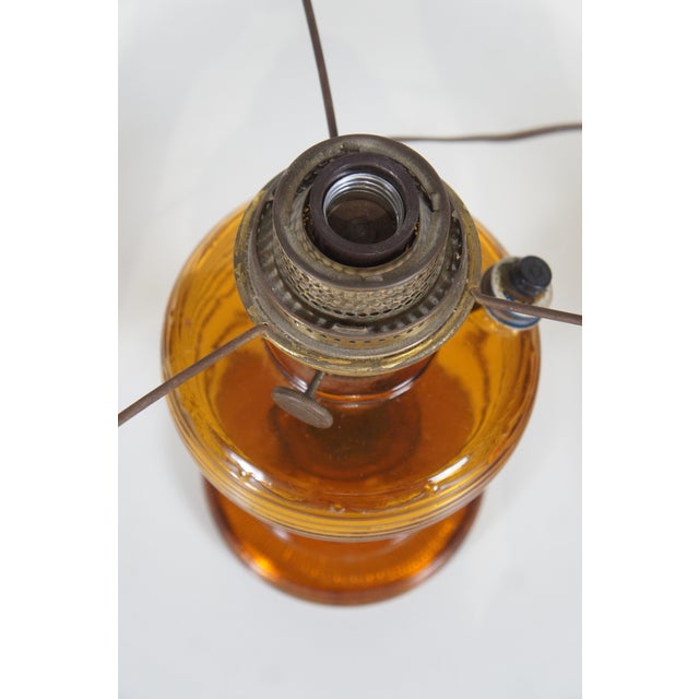 1930s Aladdin Amber Quilted Glass Hobnail Hurricane Vanity Oil Lamp For Sale - Image 9 of 12