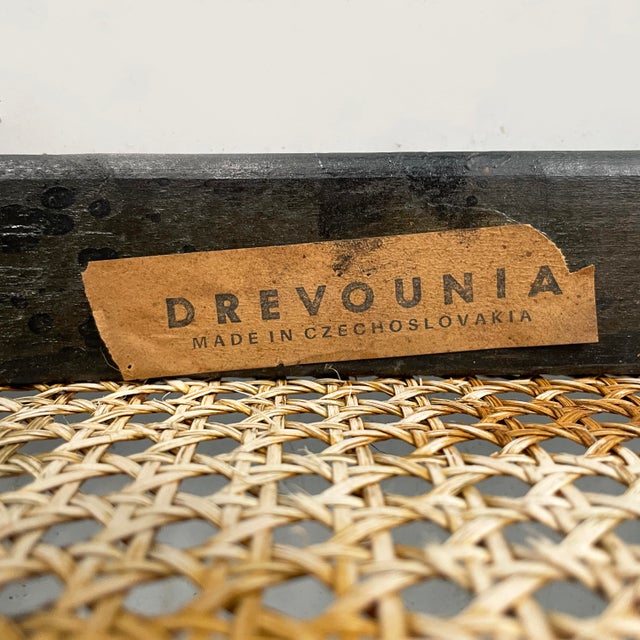 Czechoslovak Modern Straw and Black Wood Chairs 811 by Joseph Hoffmann for Drevounia, 1980s, Set of 6 For Sale - Image 14 of 15