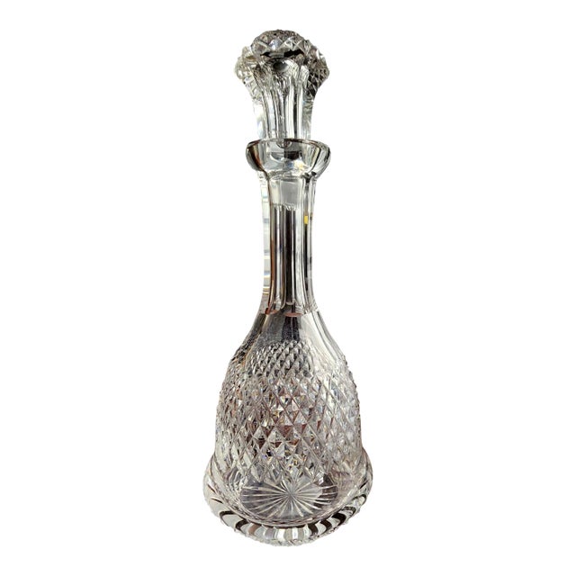 Antique Late 19th Century American Brillant Period Fine Lead Cut Crystal Wine Decanter For Sale