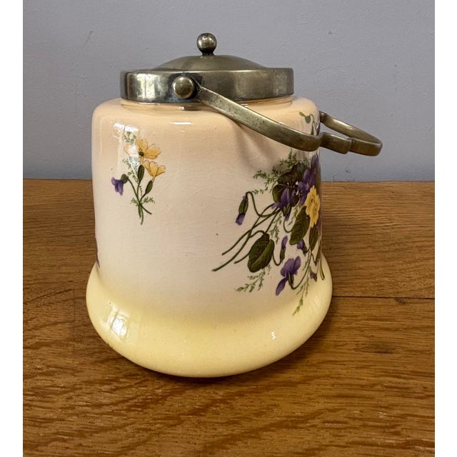 English Antique English Porcelain Biscuit Barrel For Sale - Image 3 of 8