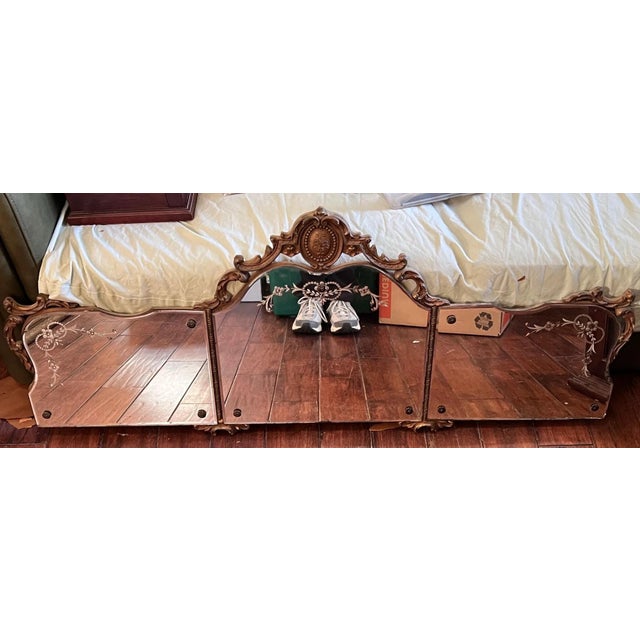 Vintage French or Italian Venetian Art Deco, Horizontal Wall Mirror For Sale - Image 9 of 9