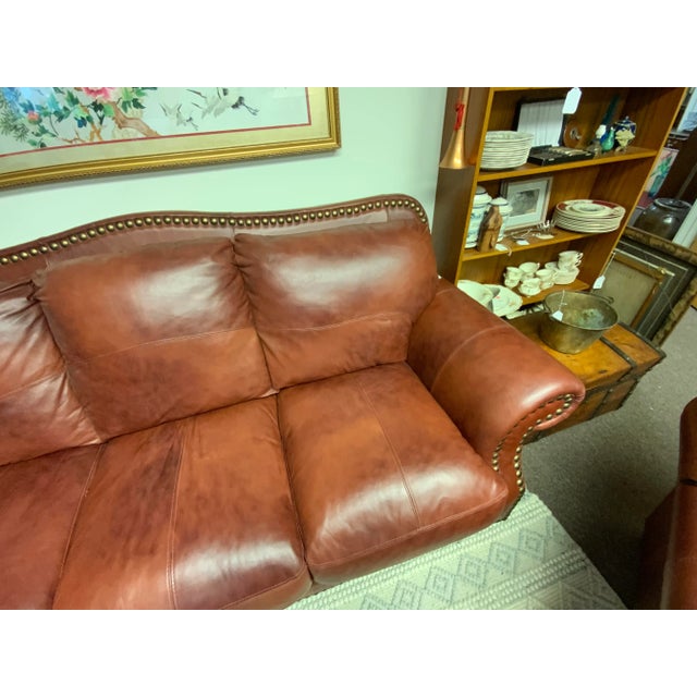 Rustic European 20th Century Leather Sofa For Sale - Image 3 of 9