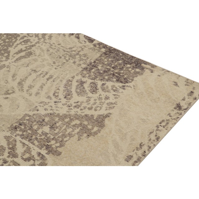 Modern Distressed Style Abstract Rug in Beige-Brown & Gray Pattern by Rug & Kilim For Sale - Image 3 of 6