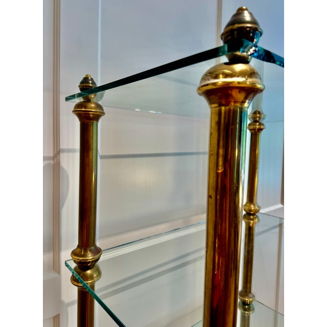 Mid-Century Modern Mid-Century Brass Glass Étagère Bookcase Display For Sale - Image 3 of 17