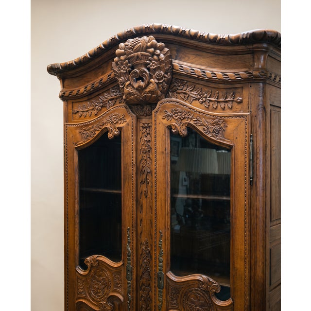 Mid 19th Century French Louis XV Revival Carved Oak Display Armoire For Sale - Image 9 of 11