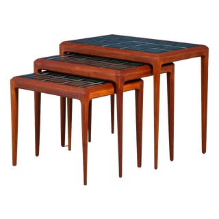 Teak Nesting Tables attributed to Johannes Andersen for Silkeborg Møbelfabrik, 1960s, Set of 3 For Sale