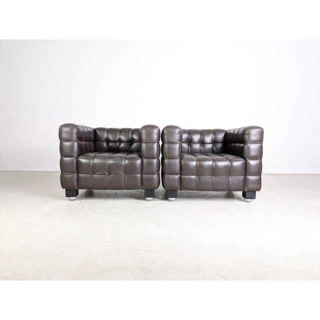 Postmodern Kubus Club Chair in Leather by Josef Hoffmann for Wittmann For Sale - Image 3 of 12