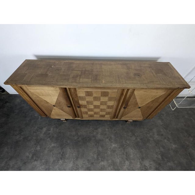 Art Deco Oak Sideboard with Checkerboard Marquetry, 1940s For Sale - Image 4 of 12