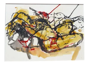 "Models in Motion" Contemporary Abstract Ink Drawing by Martha Holden