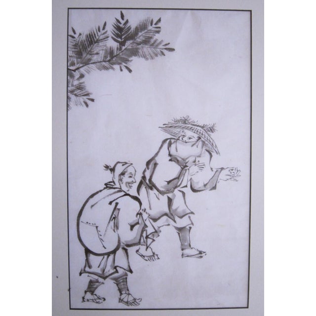 Fantastic Japanese Ink paintings. Artist is Kano Niyosui and these are sumie ink on old paper. They are framed in gilt...