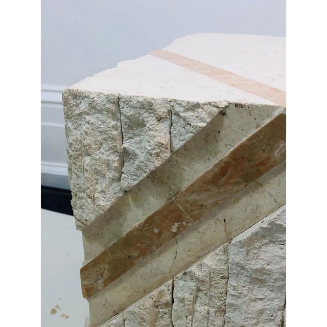 White Modern Maitland Smith Tessellated Mixed Stone Cube Tables . For Sale - Image 8 of 12