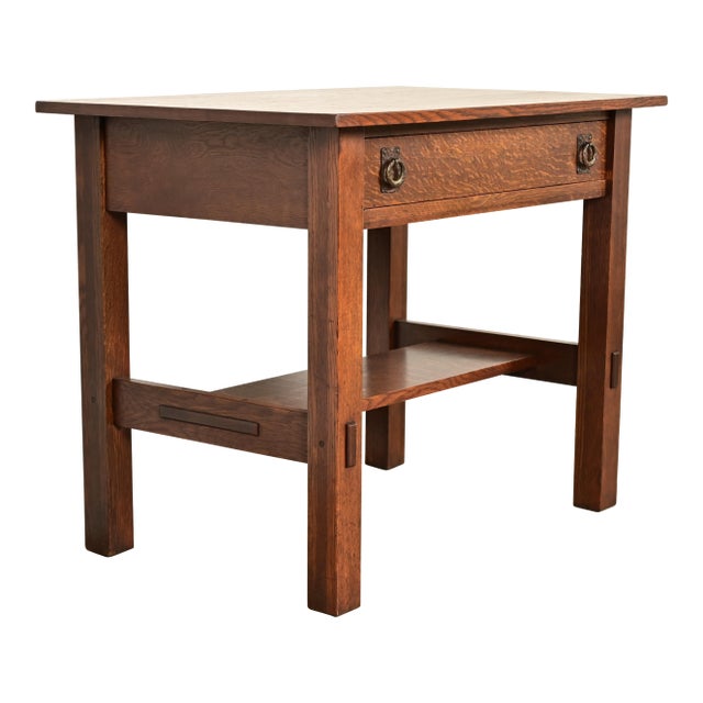Lifetime Furniture Antique Mission Oak Arts & Crafts Desk or Library Table, Circa 1910 For Sale
