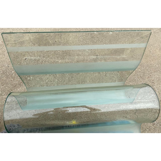 Vintage Postmodern Sculptural Bent Waterfall Glass Coffee Table With Undulating Wave Form For Sale - Image 9 of 10