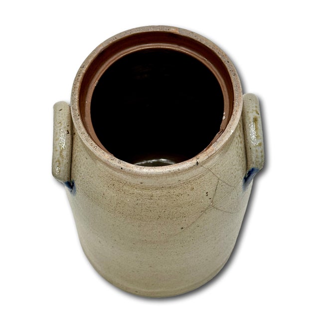 Small 1 Gallon Size Blue Decorated Antique American Stoneware Butter Churn Crock by Cowden & Wilcox Harrisburg Pennsylvania For Sale - Image 16 of 18