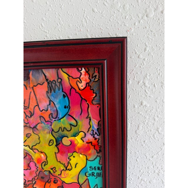 Paint Serg Graff "Golden Comb" Abstract Acrylic Painting Framed Outsider Art Coa For Sale - Image 7 of 8