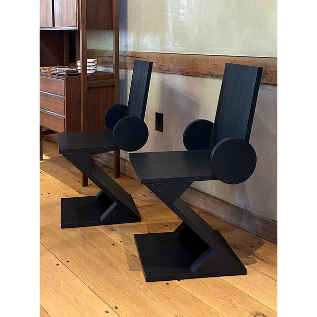 Handmade “Z” chairs from the 1980’s. Great statement pieces. Very sturdy.