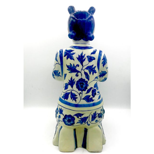 Mid 20th Century Chinese Woman Holding Plate Figurine For Sale - Image 4 of 12