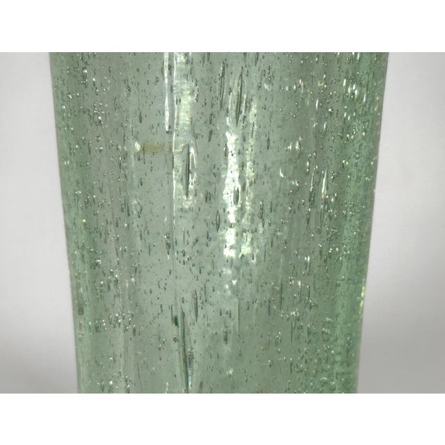 Mid-Century Modern 20th Century MCM Italian Empoli Green Knobbly Pedestal Vase With Uv Glow For Sale - Image 3 of 16